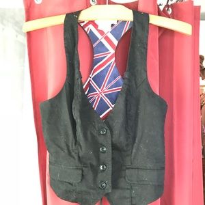 Charlotte Russe Black Vest w/ British Flag inside